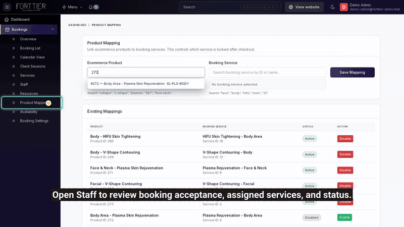 Creating, disabling and enabling a Forttier Product Mapping