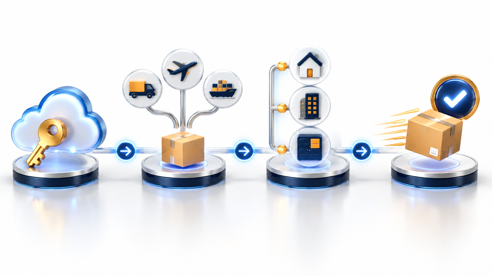 Original XdoSale workflow from API connection through delivery selection to verified shipment