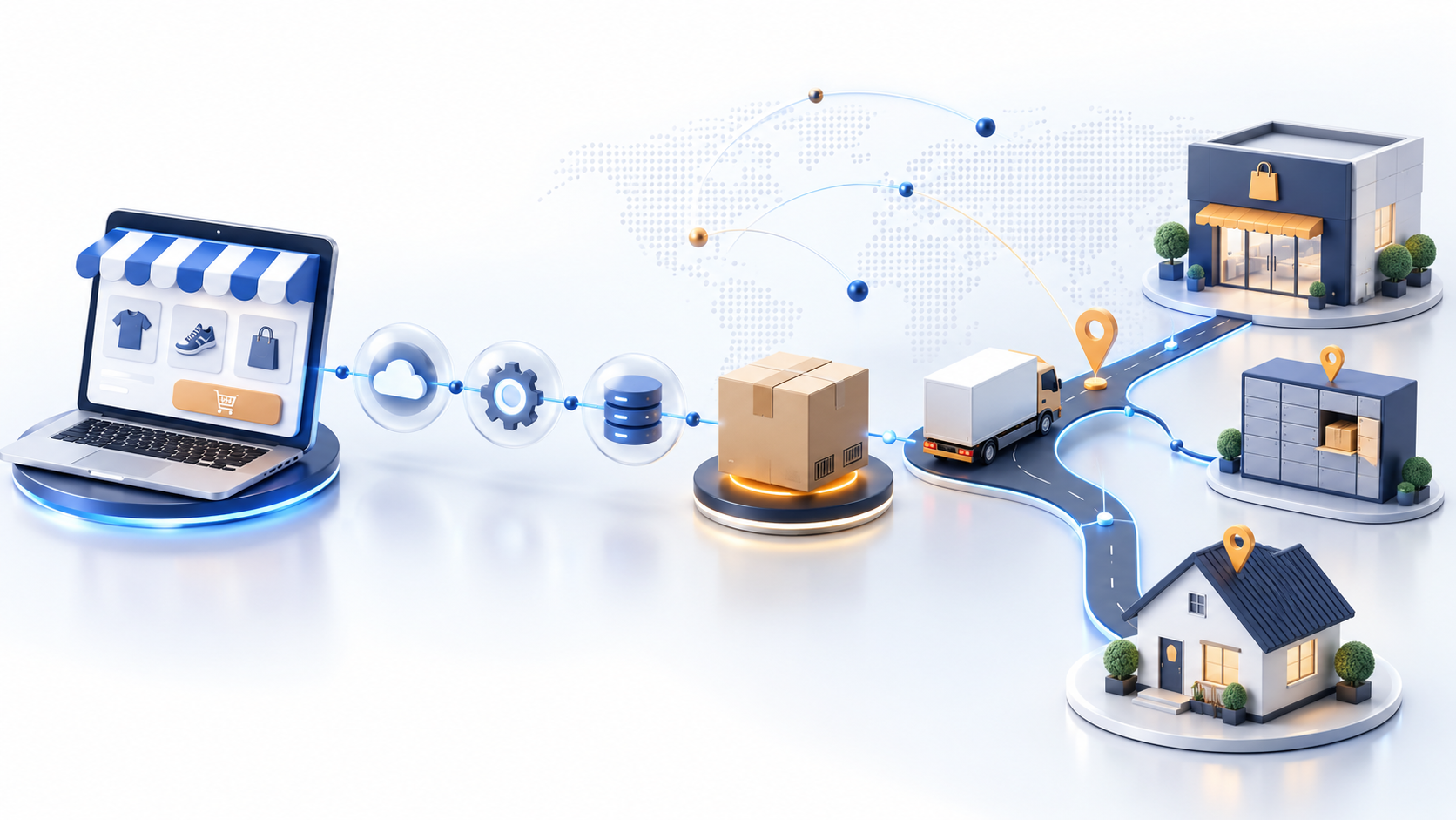 Original XdoSale illustration of an e-commerce shipping integration